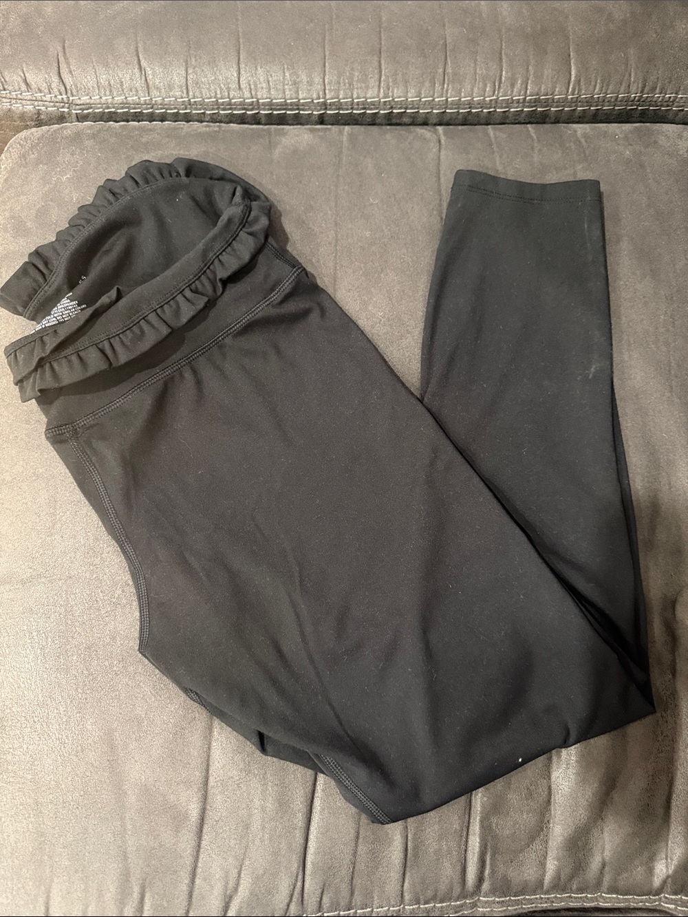 Women’s Black Leggings with Ruffle Waist